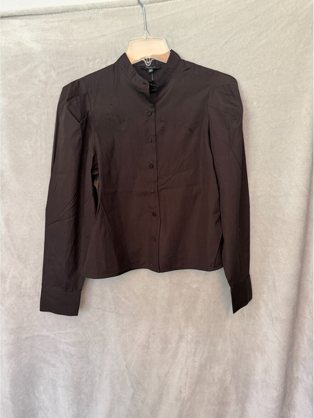 NWT Madewell Puff Sleeve Button Up Shirt Brown Solid Cotton Top XXS - Picture 2 of 6